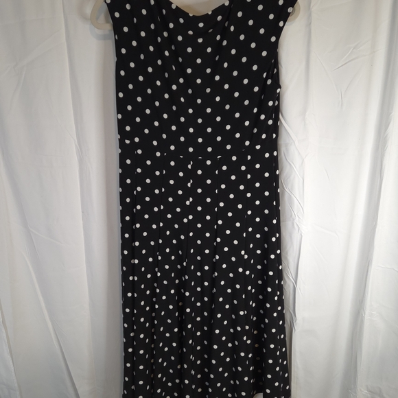 Lauren Ralph Lauren Women's Black Sleeveless Midi Dress with White Dots Size 10 - Picture 6 of 6